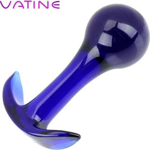 VATINE Blue Glass Butt Plug Butt Stimulation Prostate Massager Sex Toys for Women Men Pyrex Crystal Anal Plug Sex Products