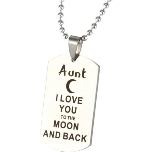 Inspirational Fashion Necklace Jewelry Mum Niece Mom Dad Nephew Brother Nana Lettering Stainless Steel Family Military Necklace