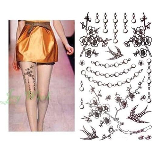 Waterproof Temporary Tattoo Sticker on body Swallow tattoo fly bird necklace tatto stickers flash tatoo fake tattoos for girl
