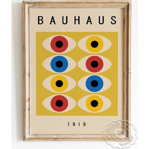 Bauhaus Style Exhibition Museum Poster, Neoplasticism Eye Art Print Wall Picture, Color Pupil Canvas Painting, Modern Home Decor