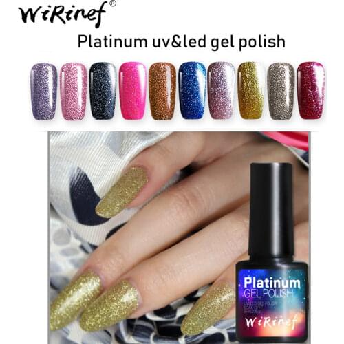 WiRinef 8ml Bling Shiny Glitter Platinum Nail Gel Polish 10 Colors Semi Permanent Nail Primer Gel Nail Varnish Lacquer