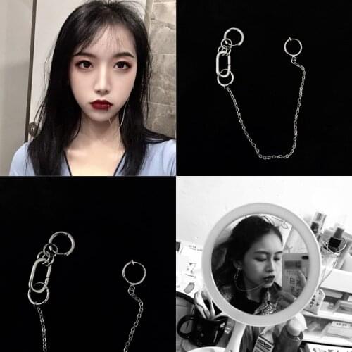 Punk Metal Long Tassel Hoop Earrings For Women Girl Cool Creative Unique Geometric Simple Harajuku Earrings Trendy Jewelry 2021