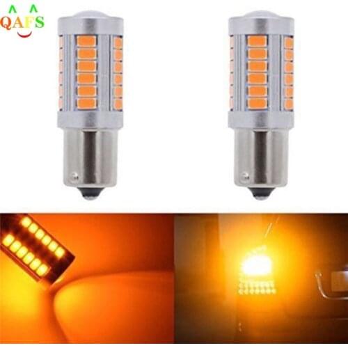 1pair 12V Yellow Amber P21W 1156 BA15S LED Bulb 5730 SMD Turn Signal Bulb Brake Light Auto Reverse Lamps