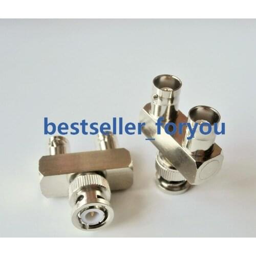 1Pcs BNC Male to 2 BNC Female 3 Way Y RF Adapter Connector Nickel Plated Brass