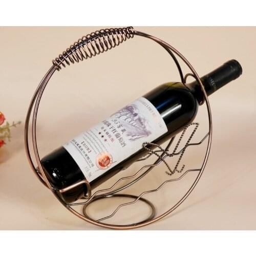 1PC Iron metal frame Wine rack shelf creative Mediterranean style fashion ornaments wine holder KI 2055