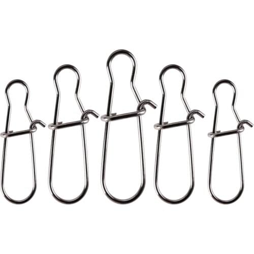 100pcs Stainless Steel Fishing Connector Fast Clip Lock Snap Swivel Solid Rings Safety Snaps Fishing Hook Tool Snap 000#-8