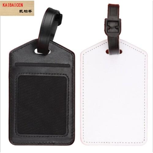 50pcs/lot Blank Sublimation PU Leather baggage tag Holder for Hot transfer Printing Leather Blank DIY with card bag