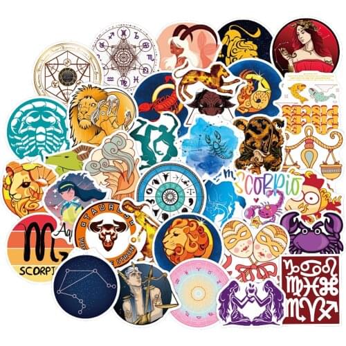 50PCS Pretty Twelve Constellations Stickers Gift Toy For Girl Cartoons Graffiti Decal Sticker DIY Stationery Laptop Guitar Phone