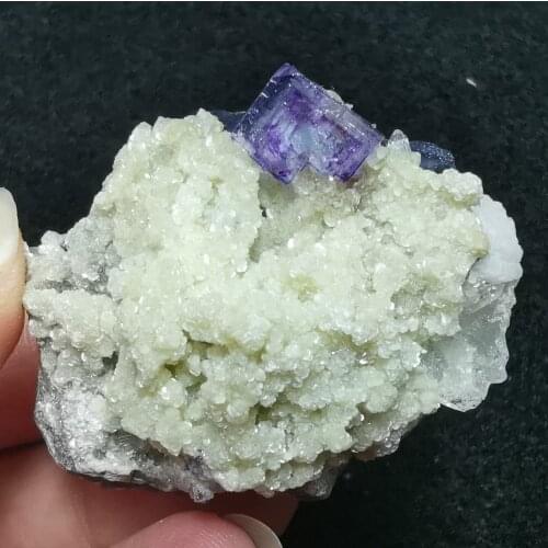 54.6gNatural Yaogangxian purple fluorite and crystal mica symbiotic mineral specimen and energy QUARTZ GEM furniture decoration