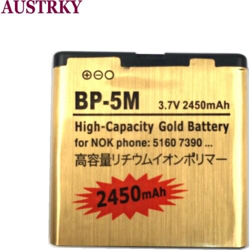 New 2450mAh BP-5M Golden battery for Nokia 6220 Classic 6500 Slide 8600 Luna 6110 Navigator 5610 5700 6500S 7390