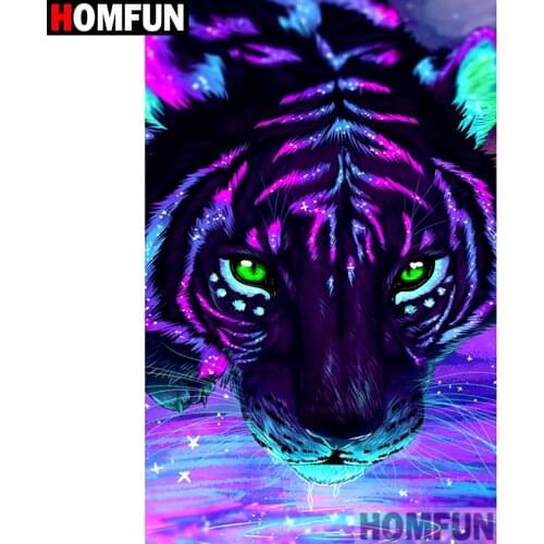 HOMFUN Full Square/Round Drill 5D DIY Diamond Painting "Animal color tiger" Embroidery Cross Stitch 3D Home Decor A10721