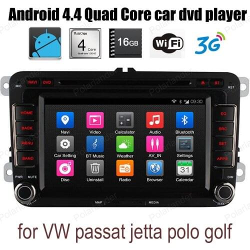 Android4.4 Car DVD For VW passat jetta polo golf Quad Core FM AM GPS radio support wifi 3G BT GPS DAB+ DVR TPMS DTV OBDII