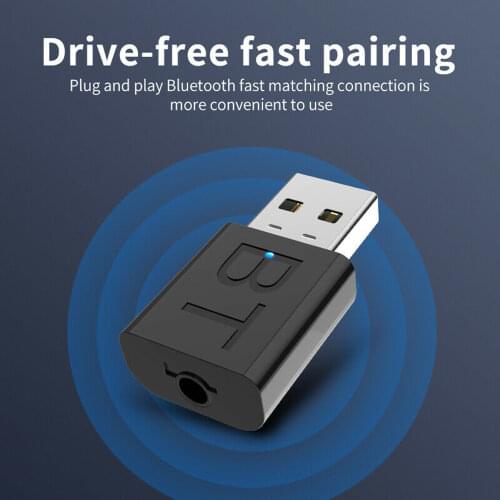 Bluetooth-compatible 5.0 Audio Transmitter Receiver USB Adapter for TV PC Car Speaker Black 1PC
