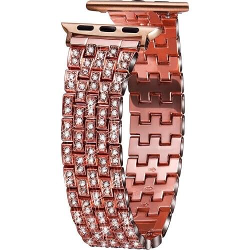 Luxury Diamond metal Bracelet apple watch strap For Apple Watch 1/2/3 40mm 38mm fashion band for iwatch 4 5 6 SE bands 44mm 42mm