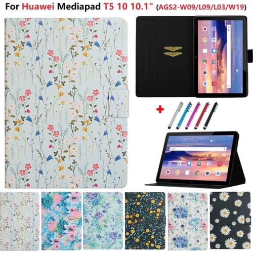 Tablet Case PU Leather Stand For Huawei MediaPad T5 10 Cover Girls Women Tablet Folio Cover for Huawei Mediapad T5 Case 10 10.1