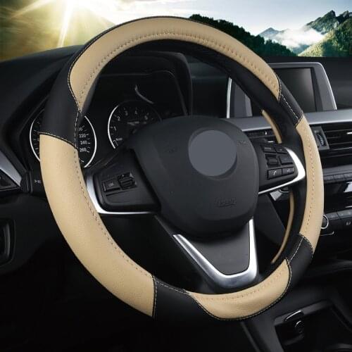 38cm Car Steering Wheel Cover Leather Sports Stitched Auto Steering Wheel Protector Covers Parts Accessories Interior Decoration