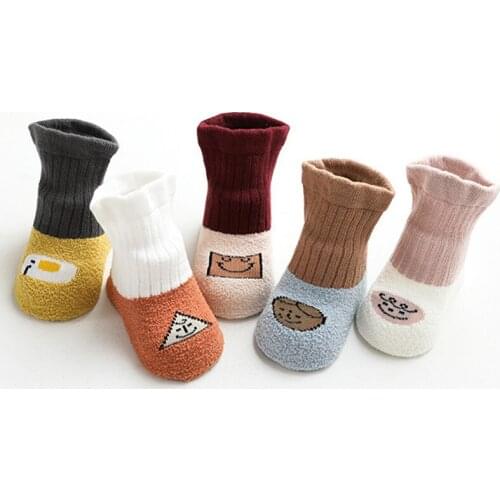 Kids Childrens Anti-slip Socks for Girls Boys Print Thicken Toddlers Baby Christmas Socks Newborns Infant Short Socks Clothing