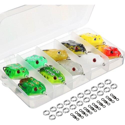 DONQL 4/5/10Pcs Frog Soft Fishing Lures Rubber Double Sinking Fishing Wobblers Artificial Topwater Ray Frog Fishing Tackle Bait