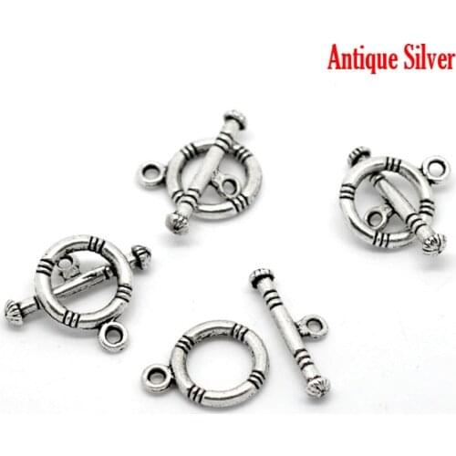 Doreen Box Lovely Silver Color Toggle Clasps Findings 16x12mm 20x7mm, sold per lot of 40 sets (B15915)