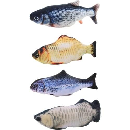 USB Charging Simulation Dancing Jumping Moving Floppy Fish Electronic Pet Cat Toys Interactive Chewing Bite Catnip Kitten Waggin