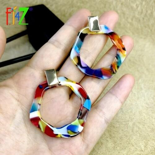 F.J4Z 2021 Trend Resin Earrings for Women Designer Irregular Geometric Statement Earring Lady Colorful Anti-allergic Jewelry