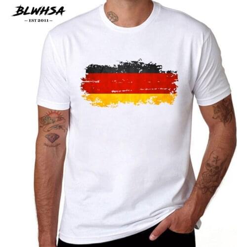 BLWHSA Germany Flag T shirt Men Fashion Short Sleeve 100% Cotton Printing T-shirts Casual Summer Germany Flag Cool Men Tees