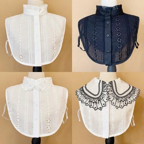 Cotton White Girls Shirt Detachable Collar for Womens Blouse Tops Fake Collars Female Necklace Clothes Decorative False Collar