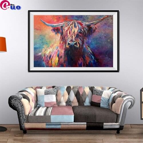 Highland Cow Pictures DIY Diamond Painting Cross Stitch Kit Needlework Square/Round Diamond Mosaic Diamond Embroidery Crafts New