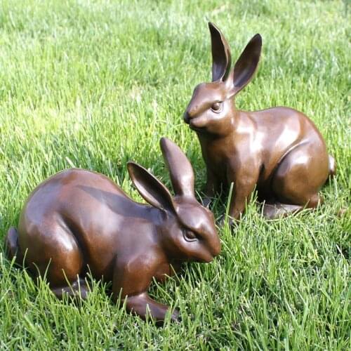 Lovely rabbit bronze statue Home Furnishing s business gift antique decoration copperroom Art Statue
