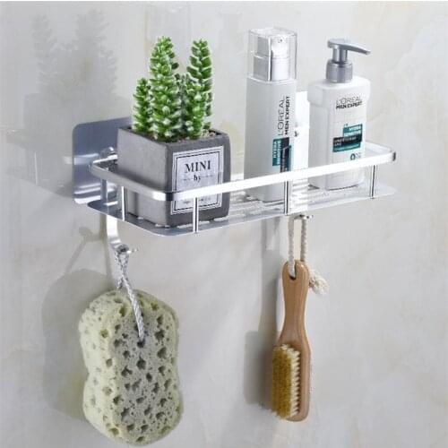 1/2 tier Bathroom Metal Shelf With hook Wall-Free Punching Shower Storage Rack Holder Organizer Toilet Vanity kitchen Accessorie