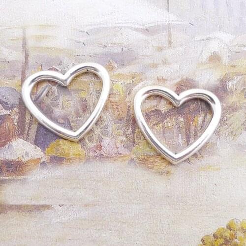 RAINXTAR Fashion Hollow Heart Shape Alloy Charms For Bracelets Making 25*33mm 20pcs AAC1772