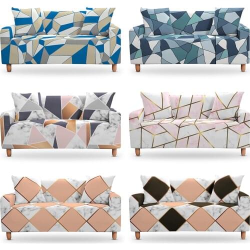 Marble Elastic Sofa Bed Cover All-inclusive Sectional Tight Wrap Sofa Cover For Living Room Stretch Couch Cover With Armrest
