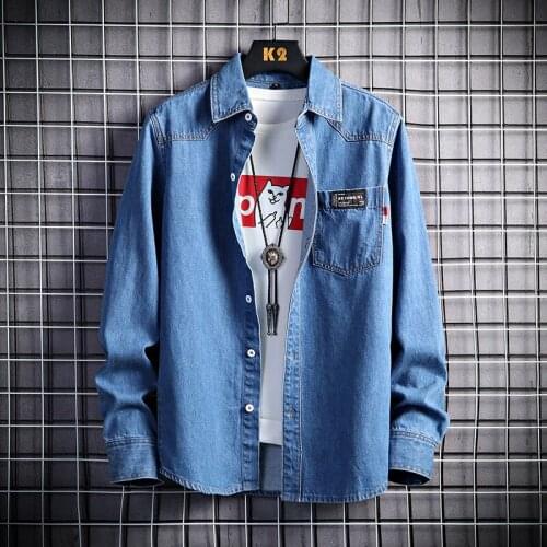 MenS 100% Cotton Denim Shirt Classic All-Match Fashion Casual Denim Long-Sleeved Shirt Autumn New Retro Jean Jacket Male Brand