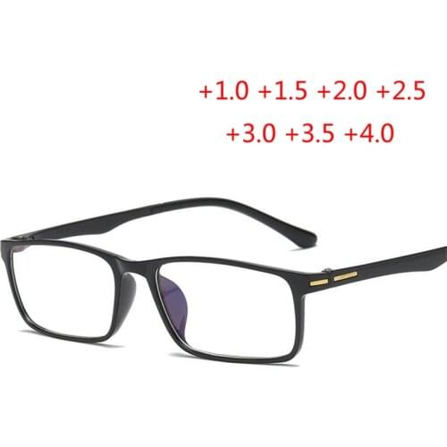 Anti Blue Light Anti-fatigue TR90 Presbyopic Eyeglasses Unisex Flexibility Resin Square Reading Glasses +1.0 +1.5 +2.0 To +4.0