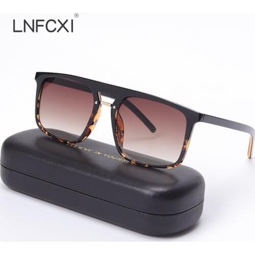 LNFCXI Retro Square Oversized Sunglasses Women Double Beam Big Frame Sun Glasses Men New Gradient Eyeglasses UV400