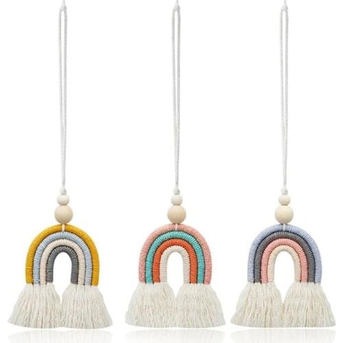 Woven Rainbow Wall Hanging for Bedroom Nursery Baby Kids Rooms Playroom Handmade Art Home Decor Car Hanging