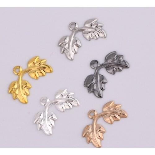 20pcs ZHU RU 14*9mm Charms Green plant photosynthesis leaves leaf Pendants Jewelry Findings For DIY Handmade Jewelry Making
