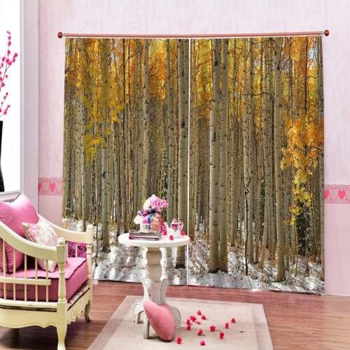 Custom Cypress Autumn Forest yellow Leaves Rural Landscape Lush Environmental Image Curtain For Living Room Bedroom Drapes Decor