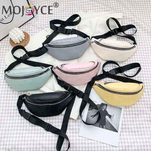 Portable Solid Color Travel Chest Hip Bag Casual All-match PU Leather Women Waist Crossbody Bags Fashion Zip Belt Fanny Bum Pack