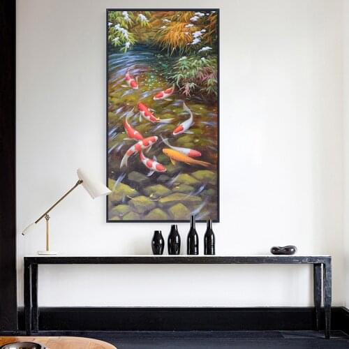 Koi Fish Fancy Fish Lucky Oil Painting On Canvas Animal Landscape Painting Wall Art Picture For Living Room Home Decor Unframed
