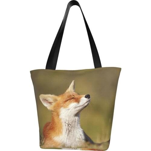 Zen Fox Series - Summer Fox Polyester outdoor girl handbag, woman shopping bag, shoulder bag, canvas bag, gift bag