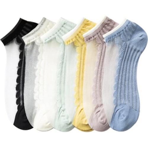 Spring and summer new cure color transparent feeling small lace Kasi Women Ship Socks Women Short Socks Day fairy socks HY004