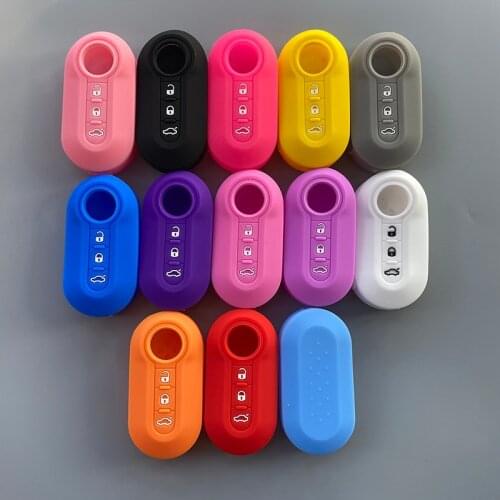 Silicone car key cover case For FIAT 500 Panda Punto Bravo Car Alarm 3 Buttons Flip folding Key with dont touch my key