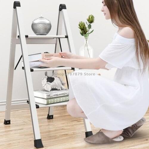 Ladder Household Folding Telescopic Herringbone Ladder Indoor Multi-functional Aluminum Alloy Stairs Thickening Three Ste