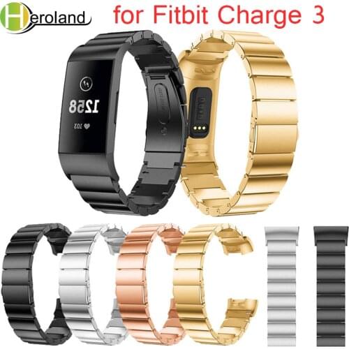 Replacement Luxury Stainless Steel Bands for Fitbit Charge 3 Wristbands Metal Butterfly Closure smart Watch Band Strap bracelet