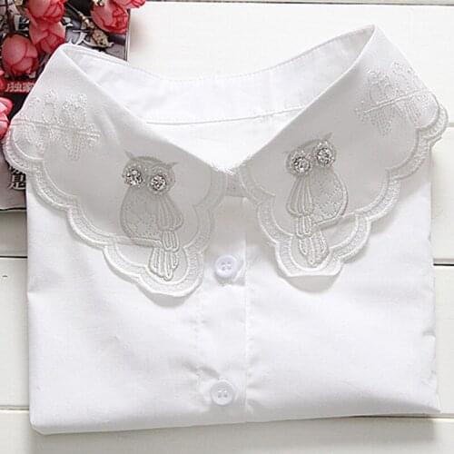 Vintage Women Fashion Detachable collars embroidery Fake Lapel Collar Shirt Women All-match False Color white Shirt Fake Collar