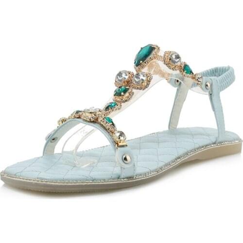 Big Size Shiny flat sandals summer flat sandals ladies women shoes woman