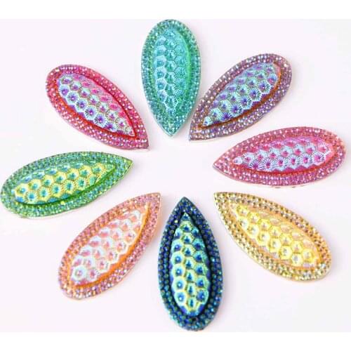 BOLIAO 15Pcs 15*33mm Water Drop Shape AB Color Resin Flat Back Sew on Clothes Handmade Art Work Decoration Craft DIY R279