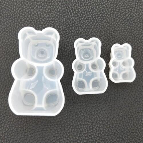 3Pcs/Set DIY Crystal Epoxy Resin Silicone Mould Mirror Sitting Bear Pattern Shaped Decoration