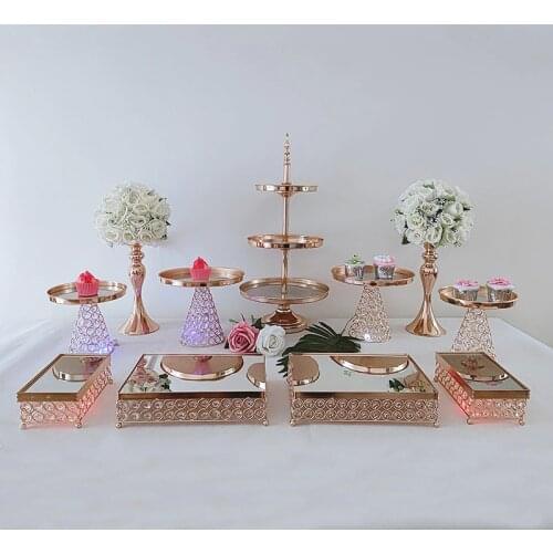 5-15 PC Crystal Metal Wedding Multi-Layer Cake Stand Rack Set Festival Party Display Tray
